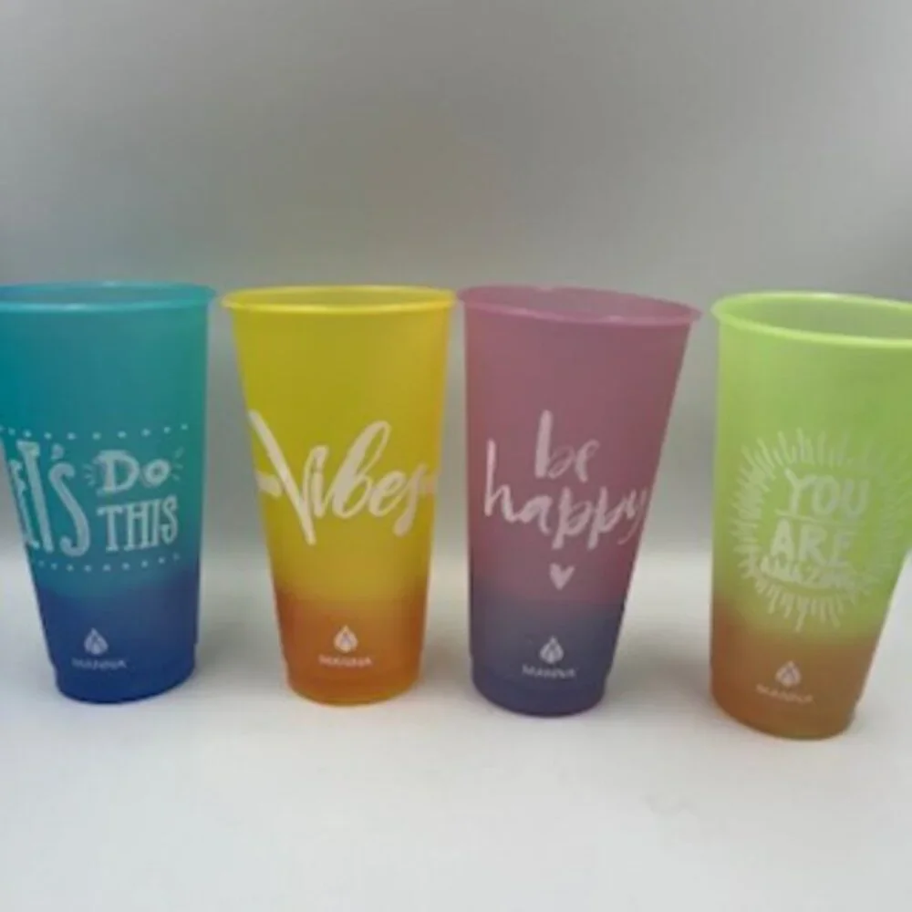 Manna Cold Drink Color Changing 16 Oz Motivational Tumbler Set Of 4 Cups‎